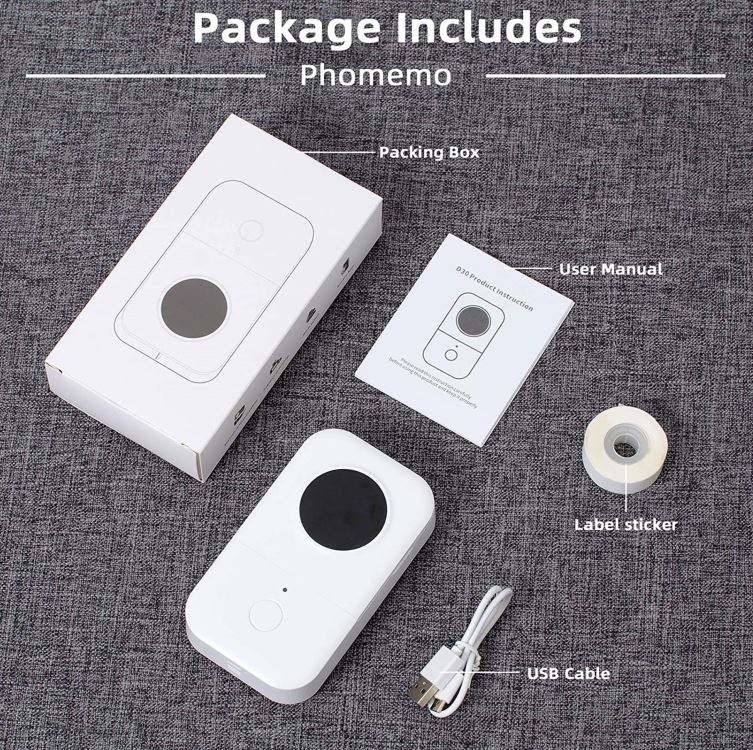 Phomemo D30 Portable Bluetooth Thermal Label Maker | Inkless Mini Sticker Printer for Home & Office