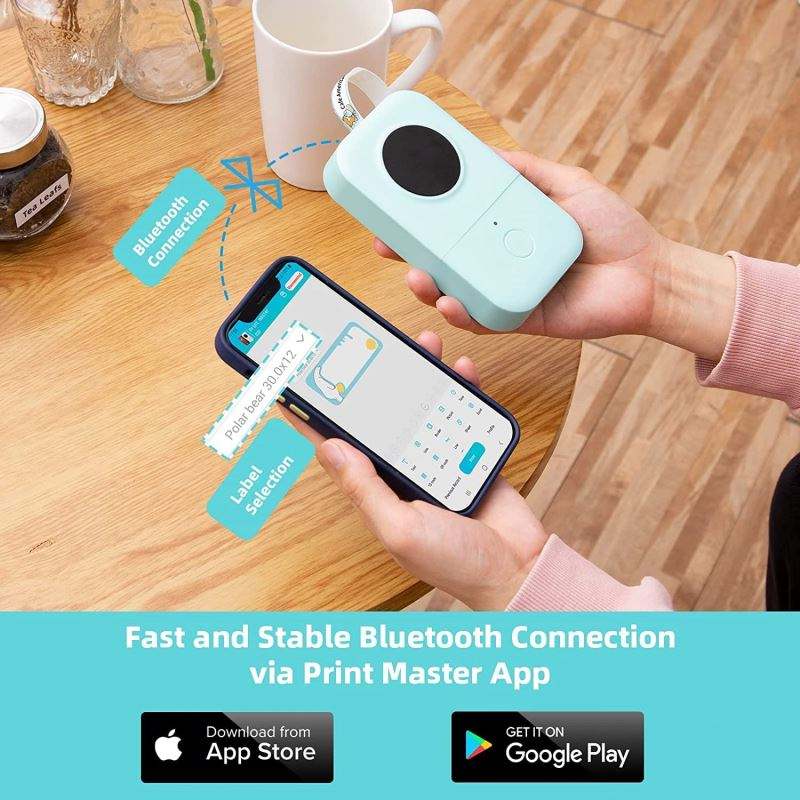 Phomemo D30 Portable Bluetooth Thermal Label Maker | Inkless Mini Sticker Printer for Home & Office
